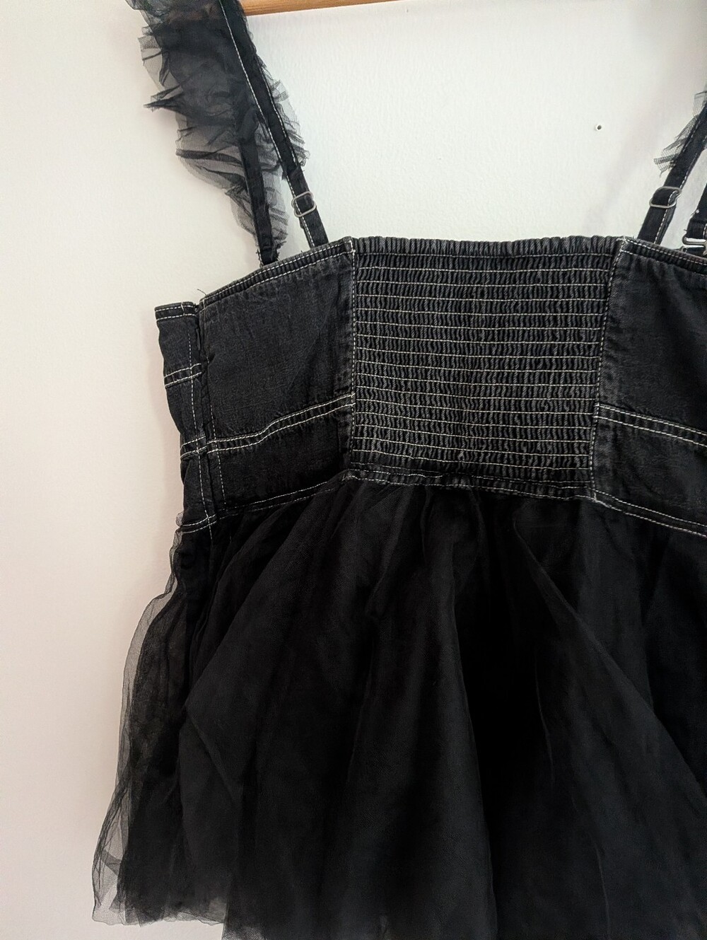 NWT! Anthropologie Pilcro Black Tulle Babydoll Blouse XL - Picture 6 of 7